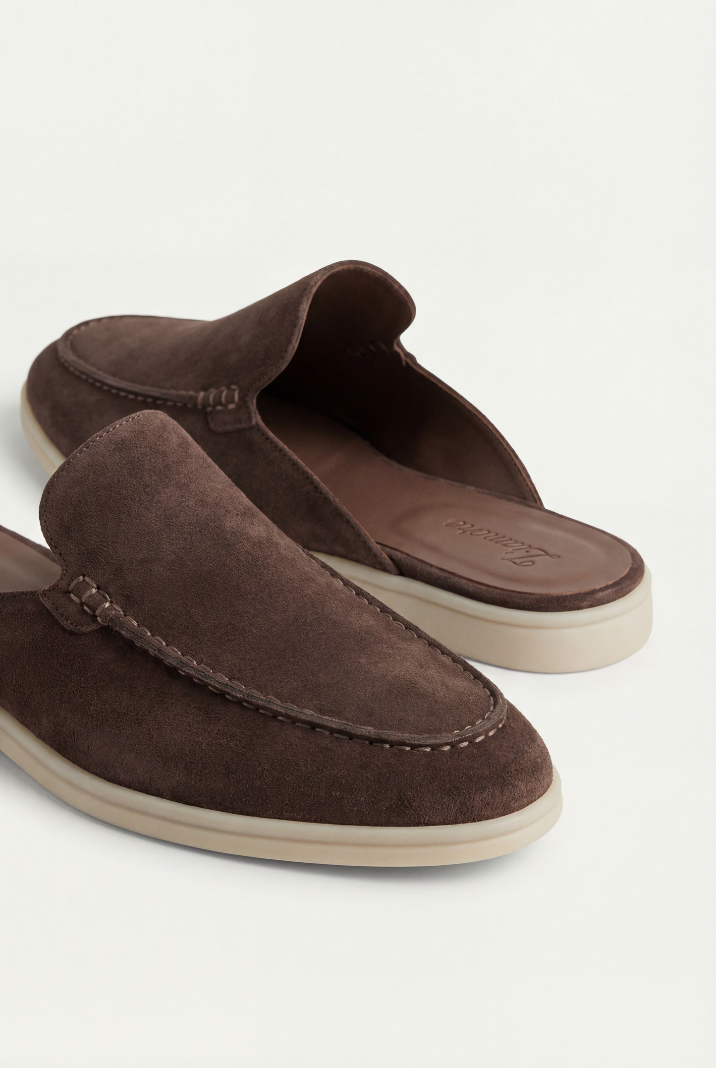 Slip-on Mule braun offen rutschfest mit gepolstertem Innenbereich