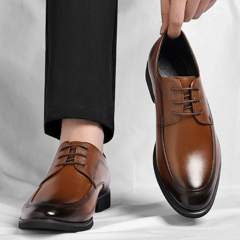 Herren Schnürschuhe elegantes Leder glänzend bequem atmungsaktiv