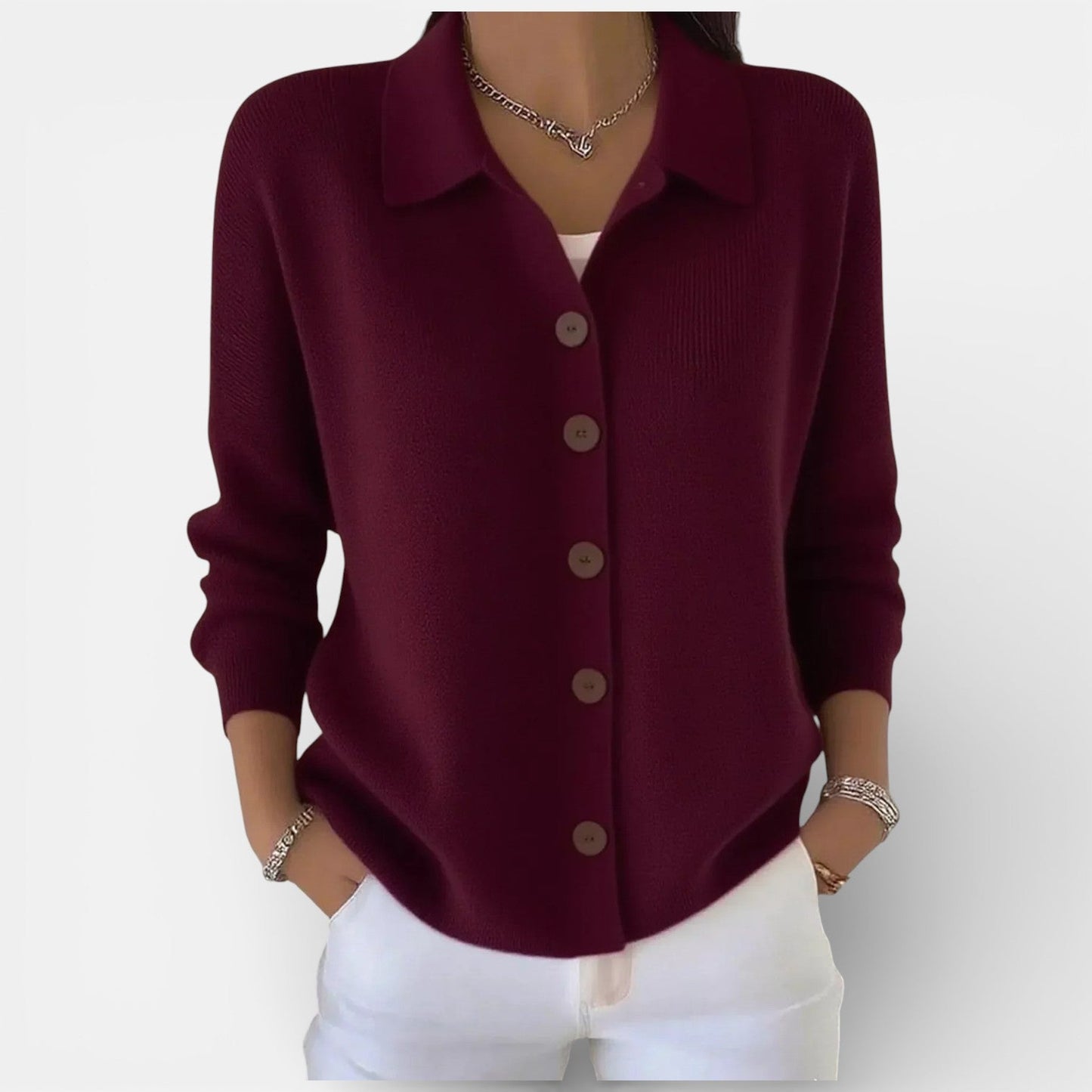 Damenbluse mit Kragen und Knopfleiste, locker geschnitten, weich