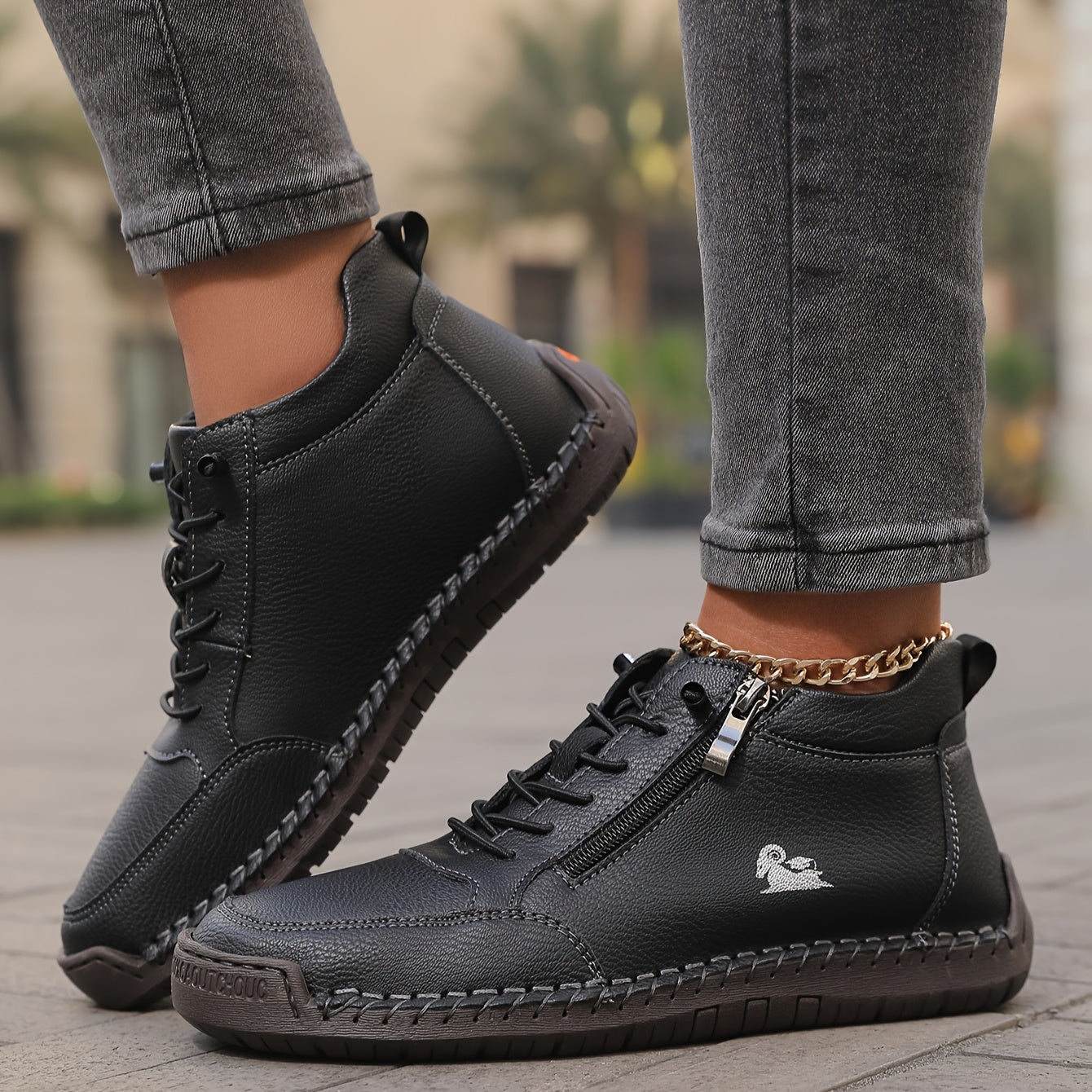 Herren Freizeitschuhe Reißverschluss Slip-gepolstert, fest flexibel bequem