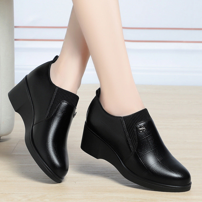 Damen Slip-On Keilschuhe, elegante Stretch rutschfeste gepolsterte bequeme