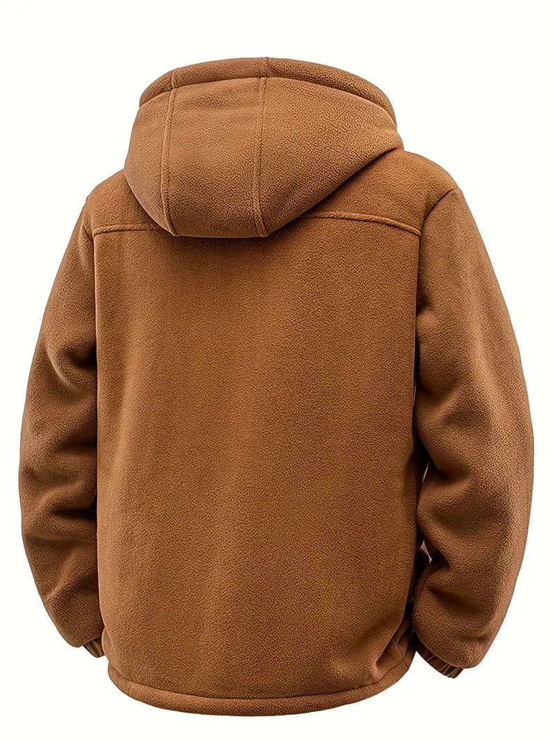 Herren Winterjacke Kapuze Fleece gefüttert Regular Fit Langarm Outdoor Funktionsjacke Warm isoliert
