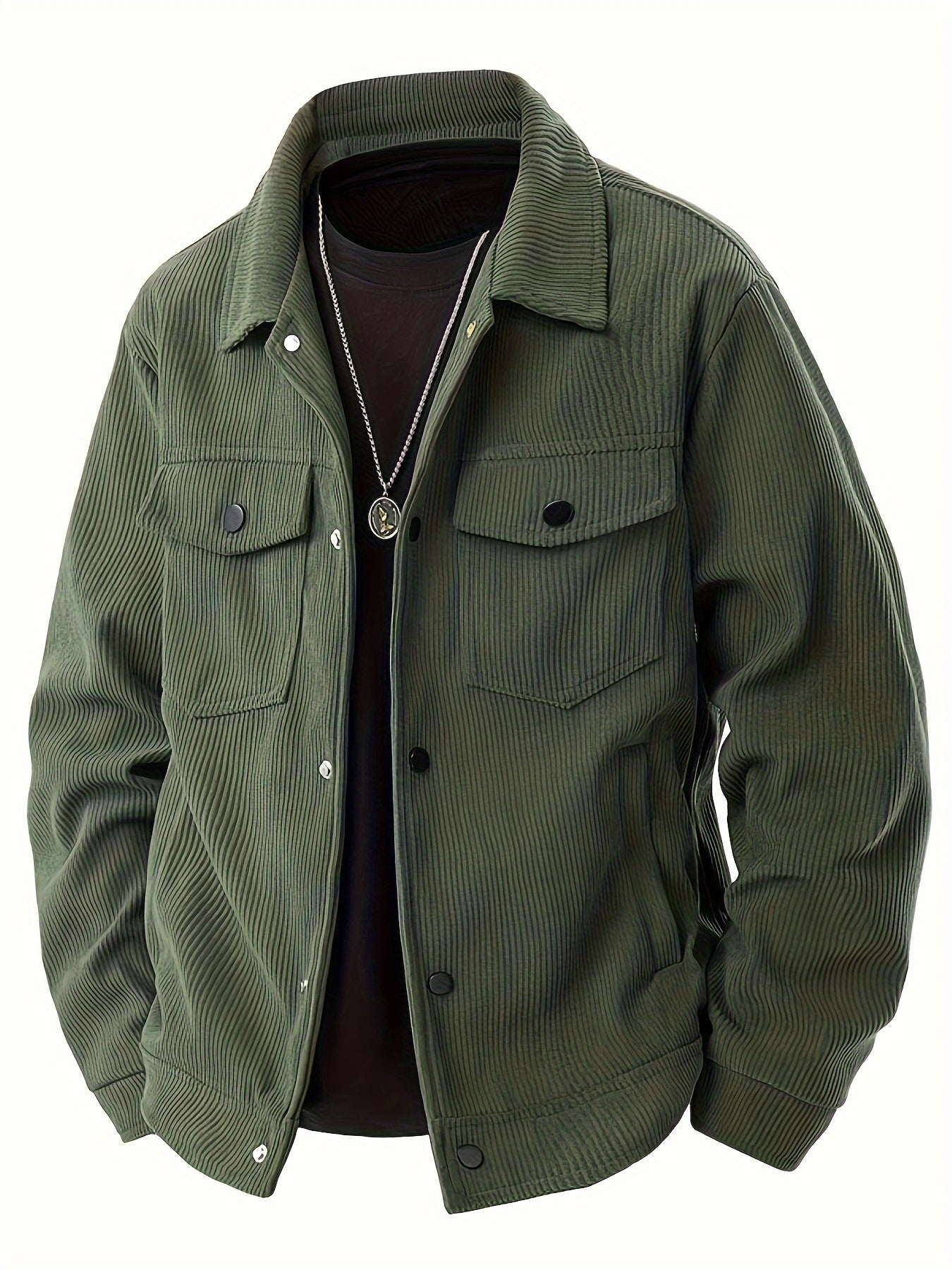 Herren Cordjacke Regular Fit Elegant Strukturierter Cord Freizeit Büro Alltag Herbst Übergang Klassisch