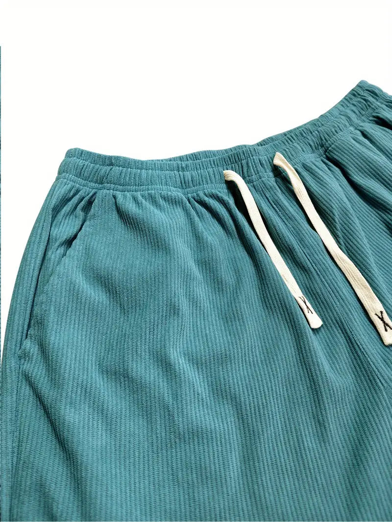 Damen Hose Wide Leg Regular Fit Cord Rippstruktur High Waist Kordelzug Elastisch Casual Atmungsaktiv Alltag