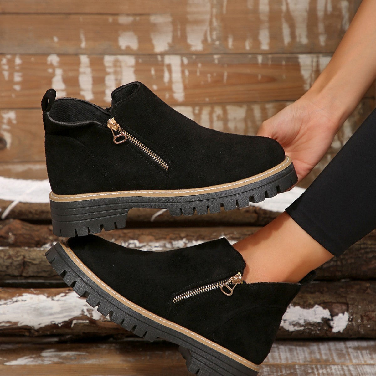 Damenstiefel Reißverschluss-Außensohle ist rutschfest und bequem im Chelsea-Stil