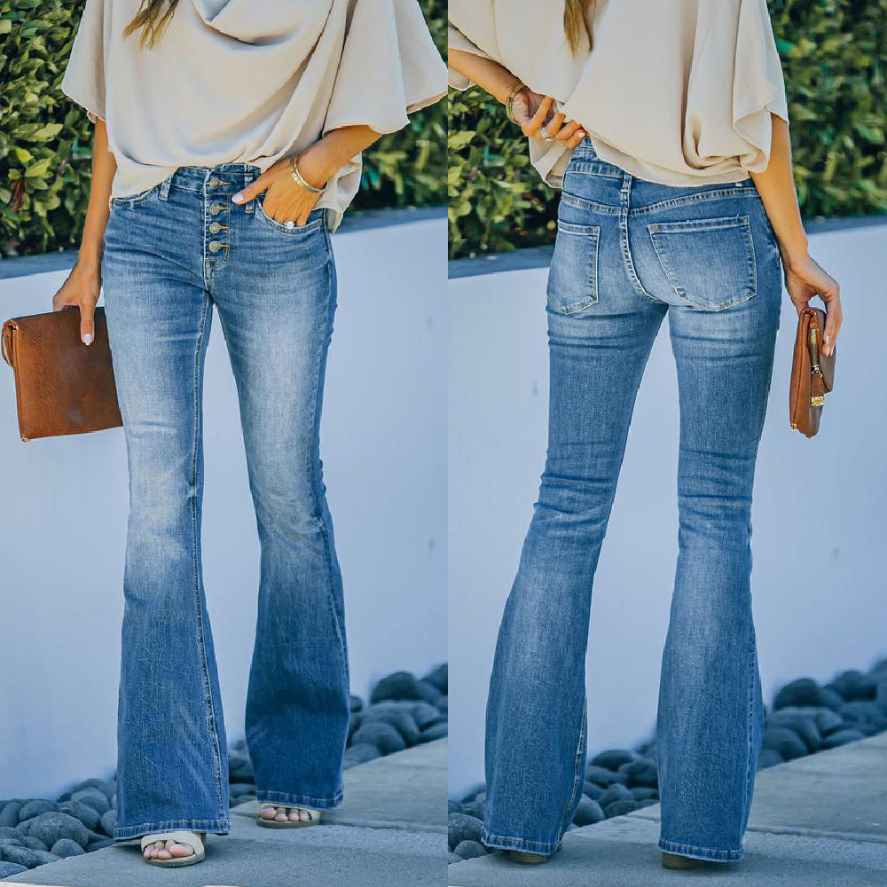 Jean Flare Slim Damen Hoch Taille