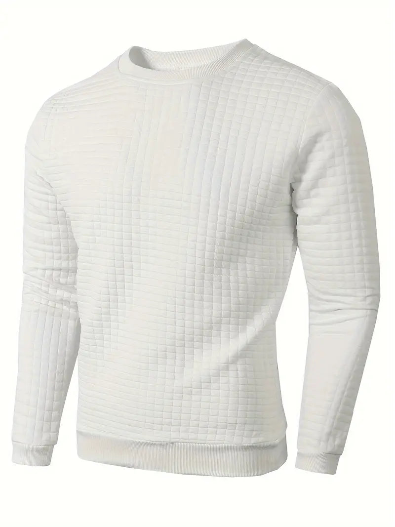 Herren Strickpullover Rundhals Karo Langarm bequem vielseitig