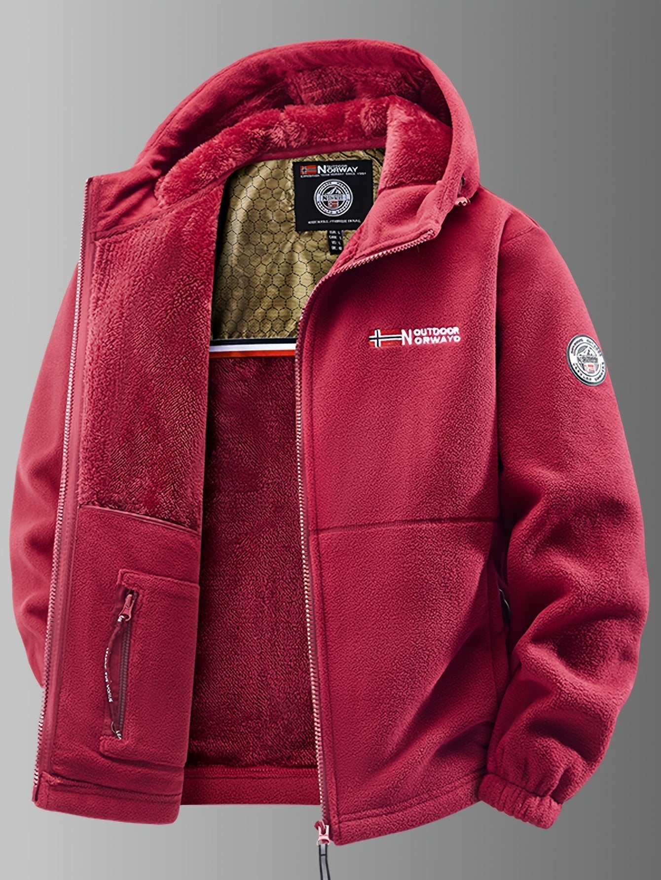 Herren Winterjacke mit Kapuze Reißverschluss Regular Fit winddicht wasserabweisend Outdoor