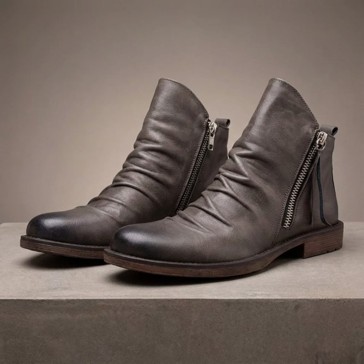 Herren Chelsea Boots Leder Schlupfstiefel Elastisch Komfort Alltag Elegant