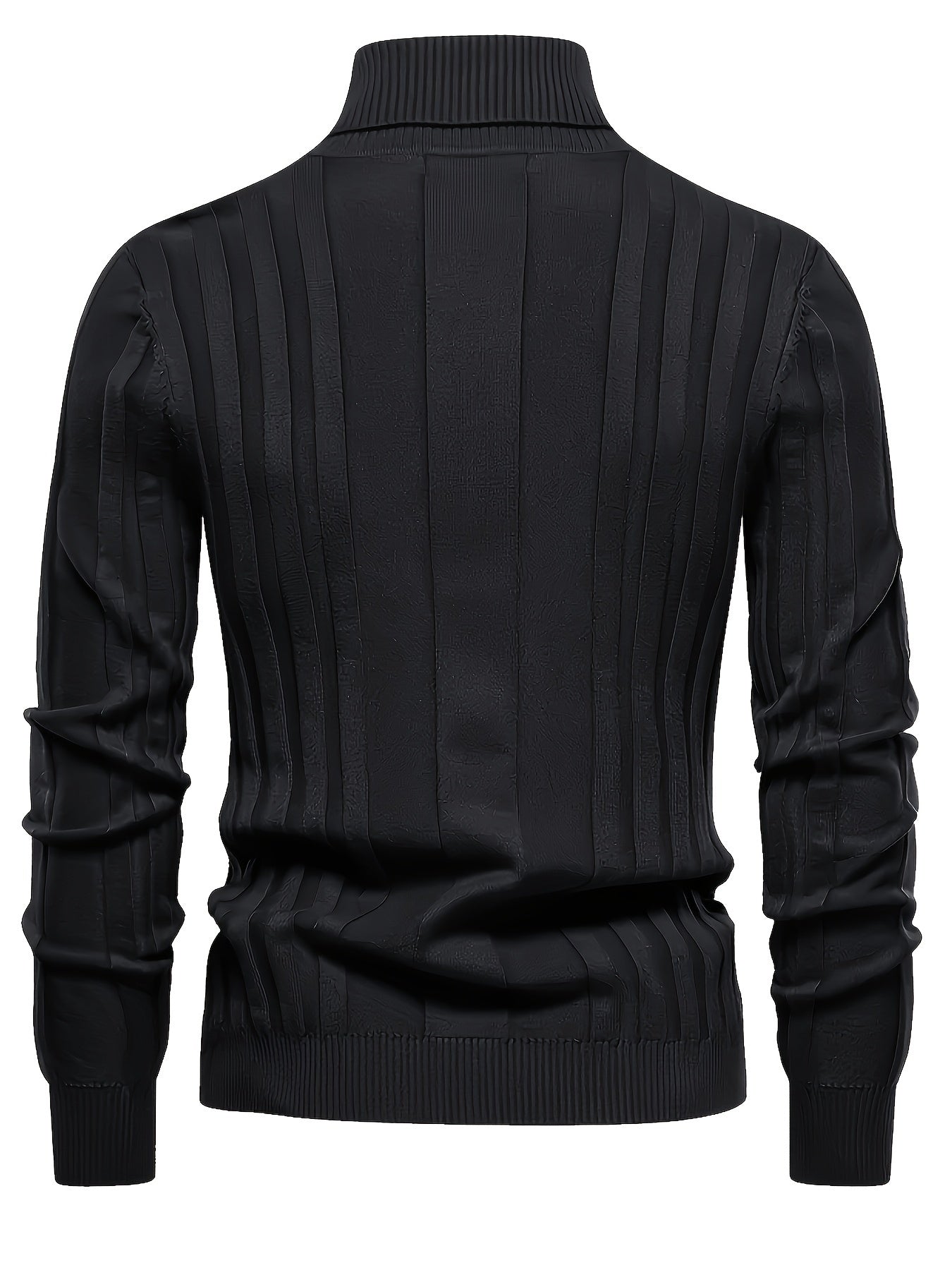 Herren Rollkragenpullover gerippt Slim Fit elastisch Langarm bequem warm