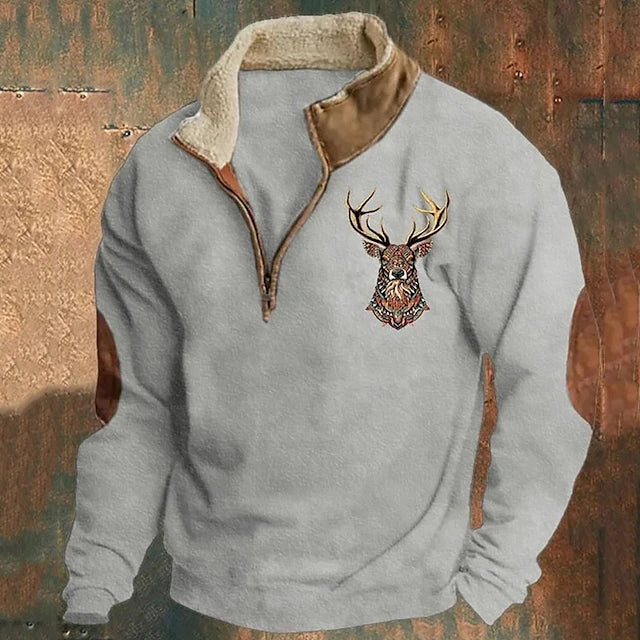 Herren Pullover Viertelreißverschluss Stehkragen Langarm bequem warm