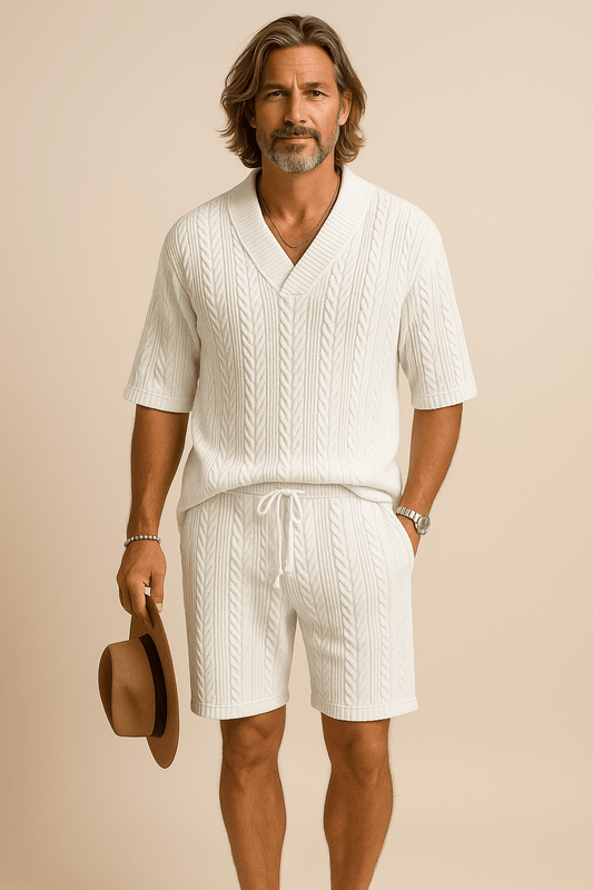 WILHELM | Herren Strick-Set aus Feinstrick für Sommer und Freizeit
