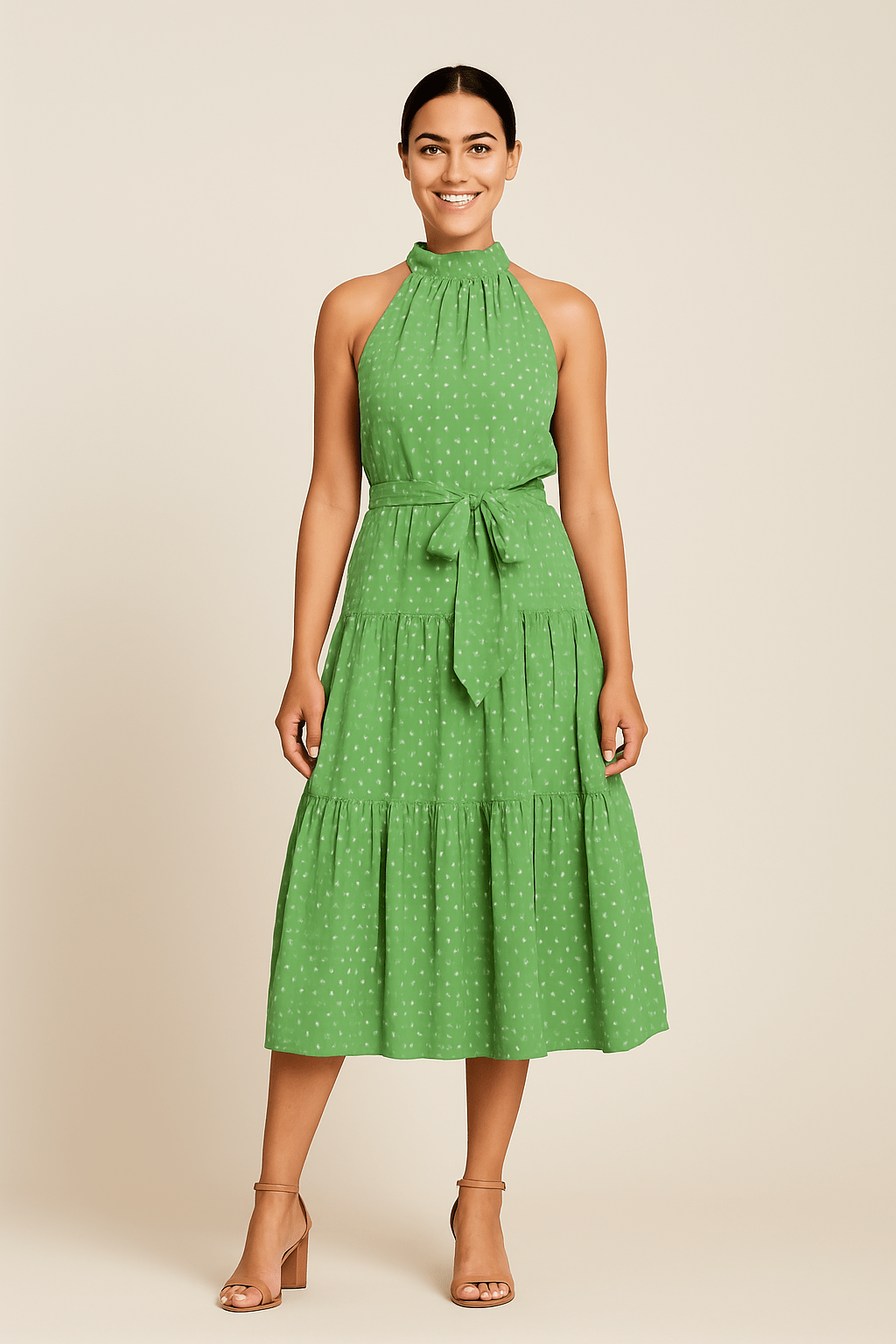 WILHELM | Festliches, atmungsaktives Damen Maxikleid mit Punktemuster