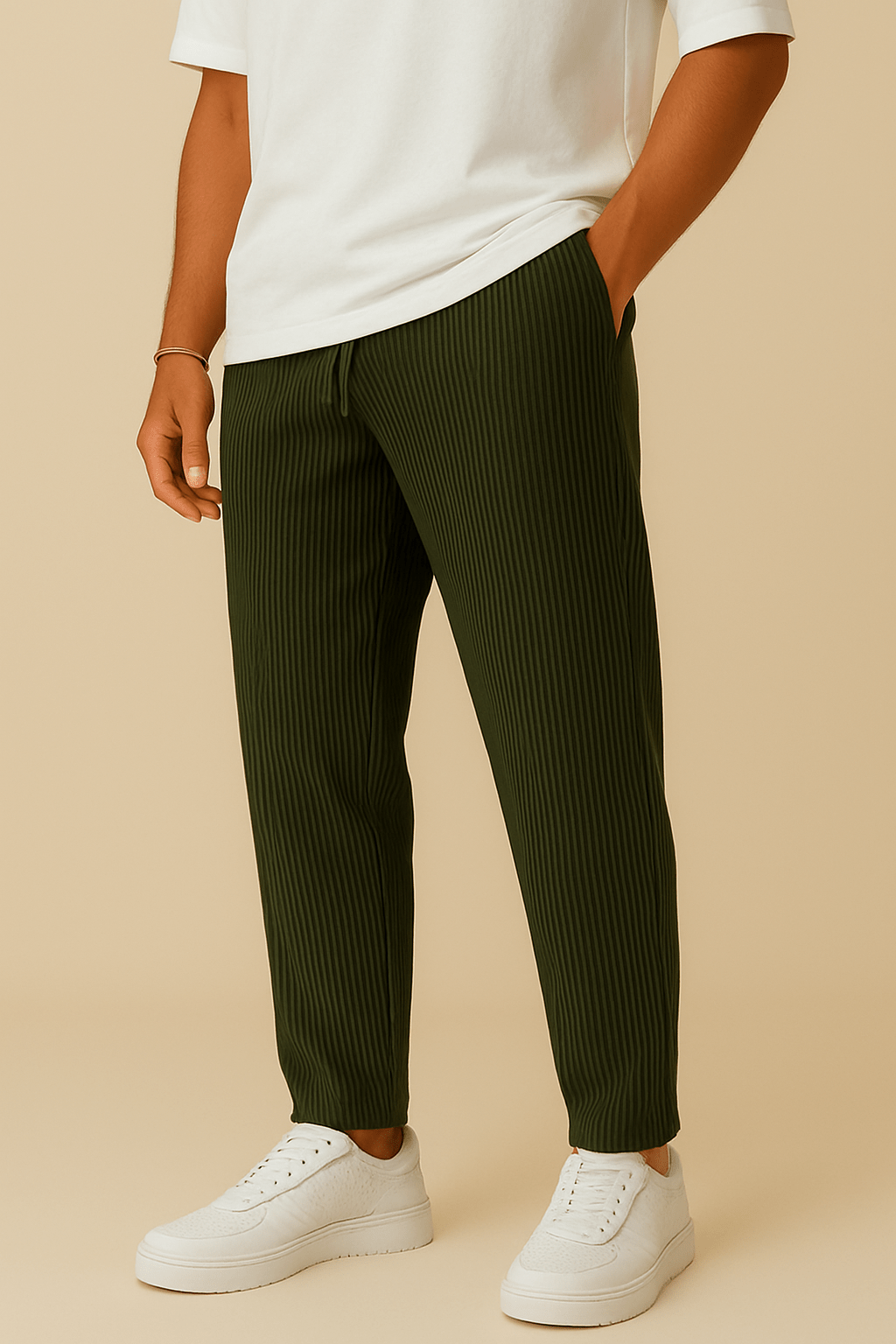 WILHELM | Herren Hose in Rippstruktur mit lockerem Schnitt und flexiblem Bund
