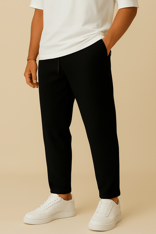 WILHELM | Herren Hose in Rippstruktur mit lockerem Schnitt und flexiblem Bund
