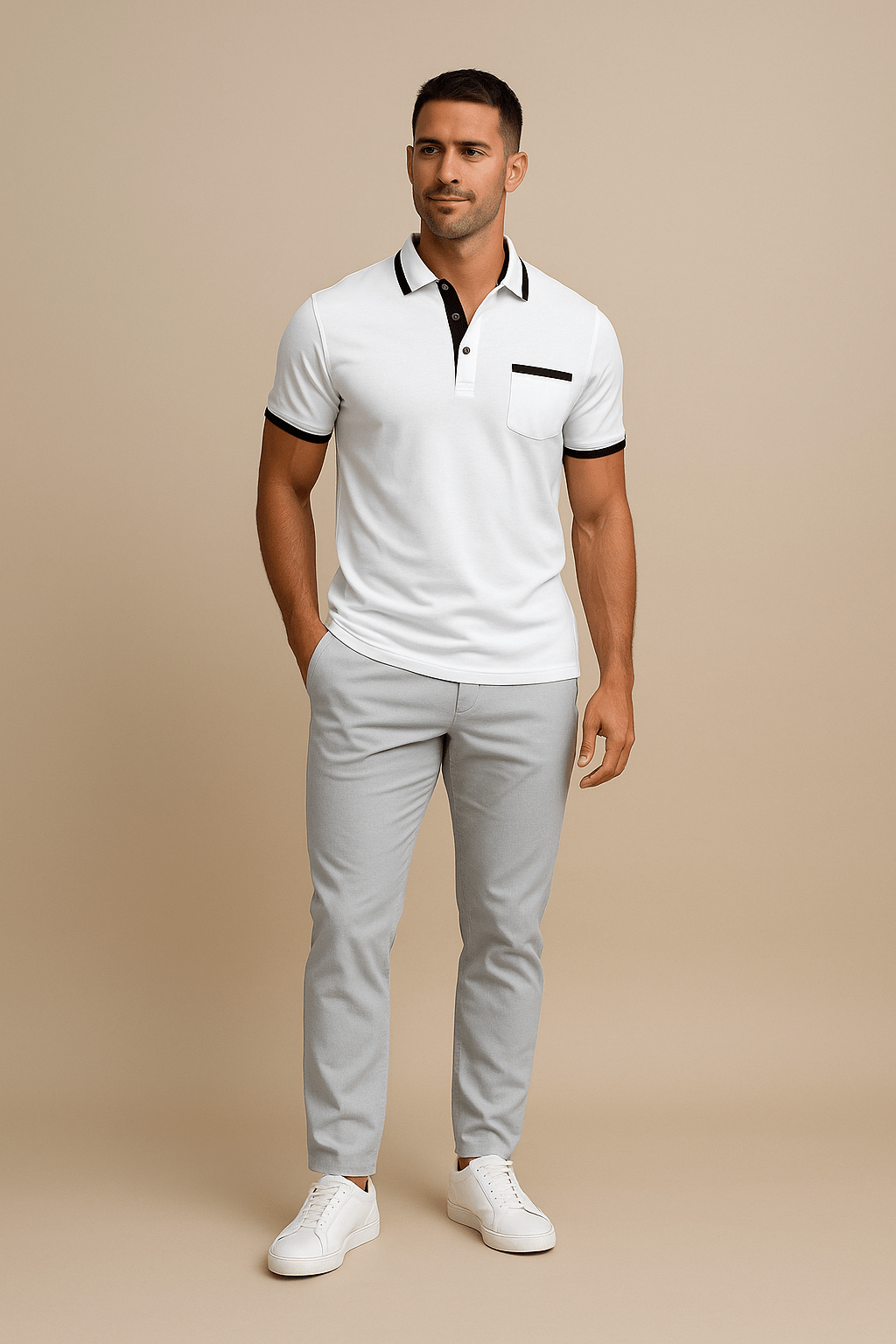 WILHELM | Herren Poloshirt mit Besatz für Sommer und Büro
