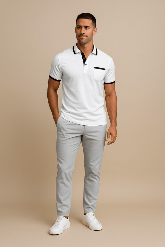WILHELM | Herren Poloshirt mit Besatz für Sommer und Büro