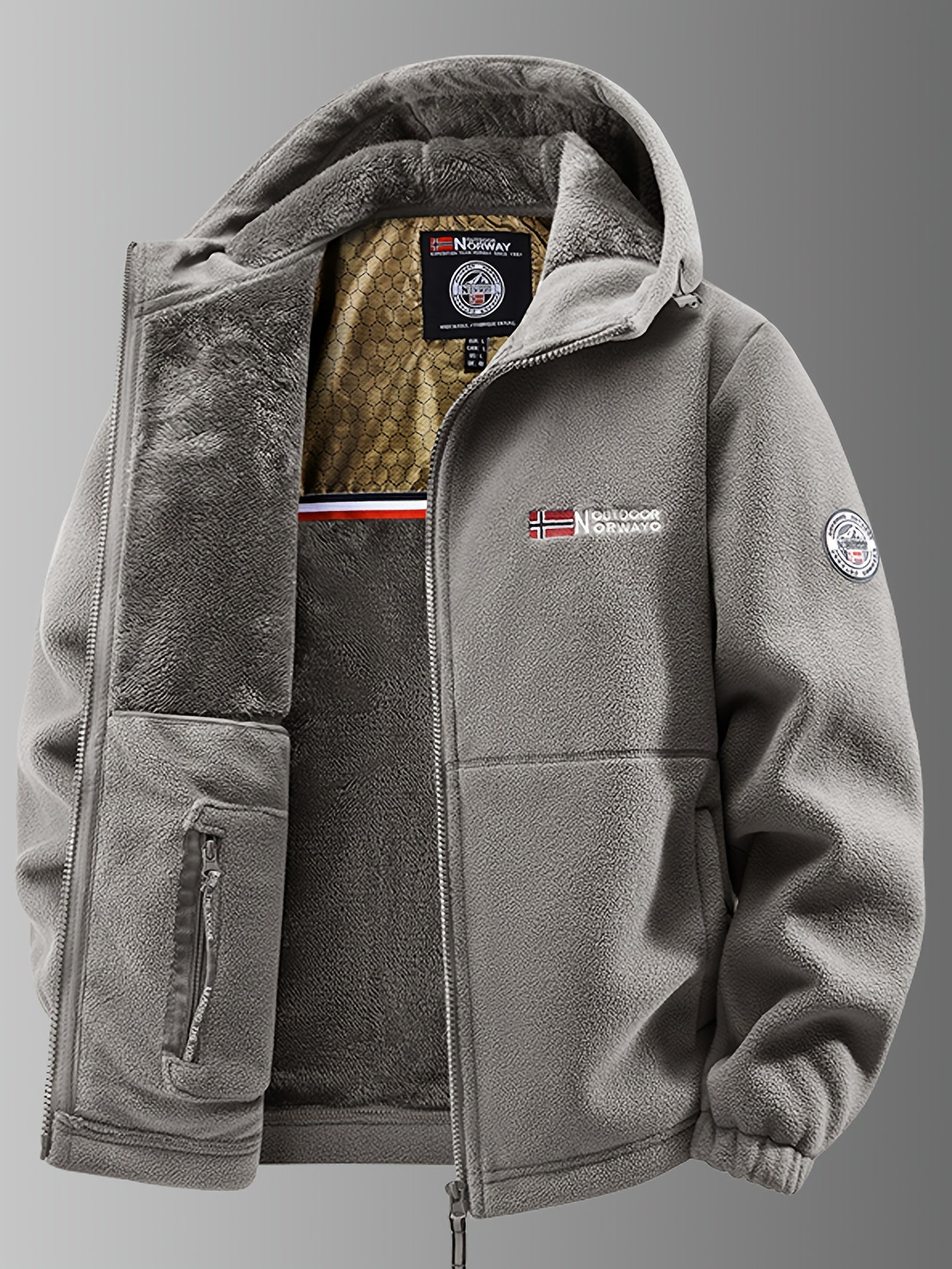 Herren Winterjacke mit Kapuze Reißverschluss Regular Fit winddicht wasserabweisend Outdoor