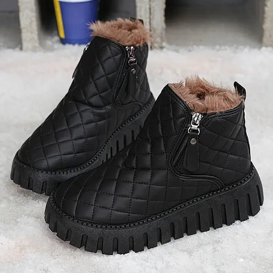Damen Schneestiefel gefüttert rutschfest wasserabweisend knöchelhoch Reißverschluss Winterstiefel