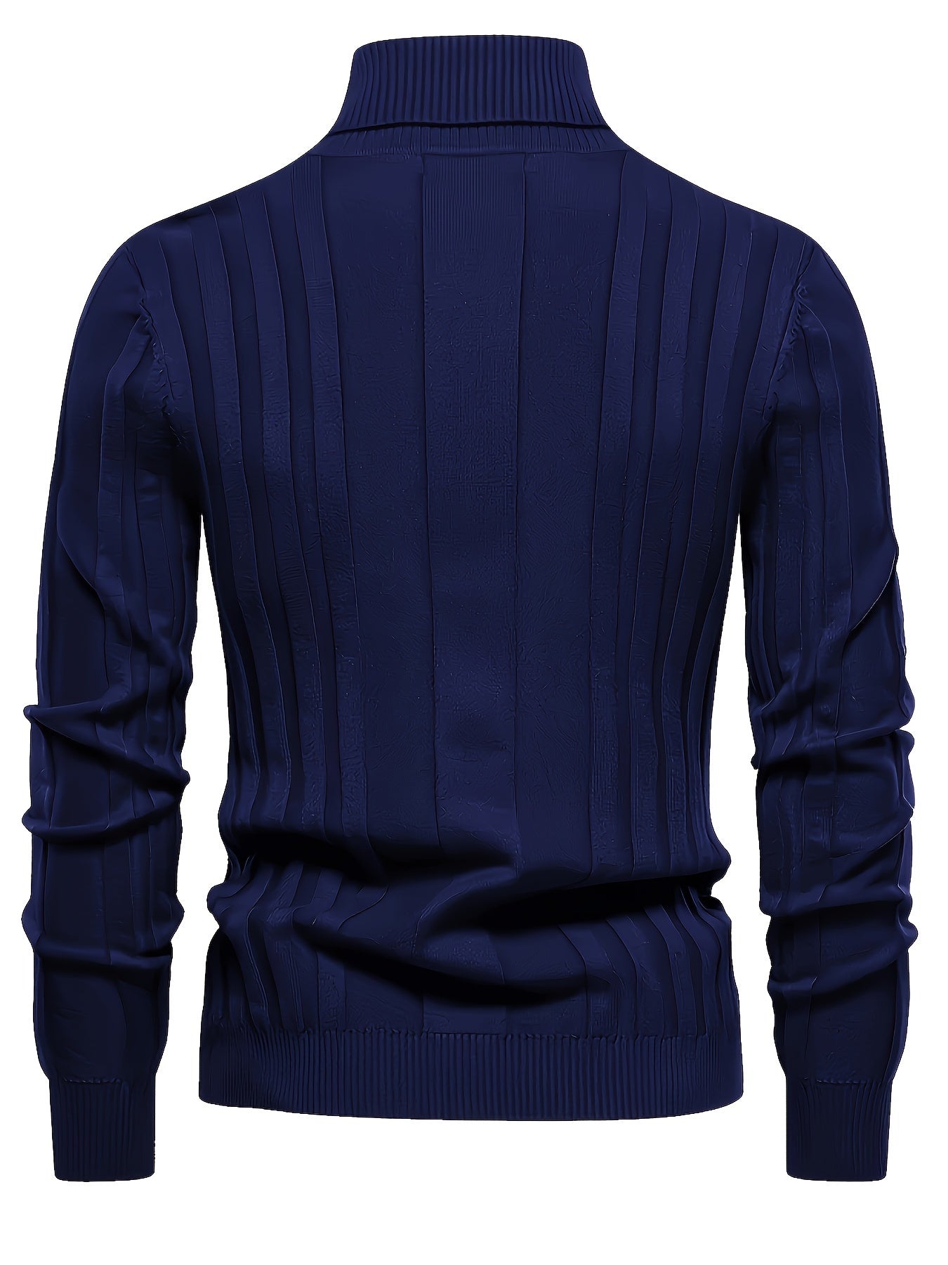 Herren Rollkragenpullover gerippt Slim Fit elastisch Langarm bequem warm