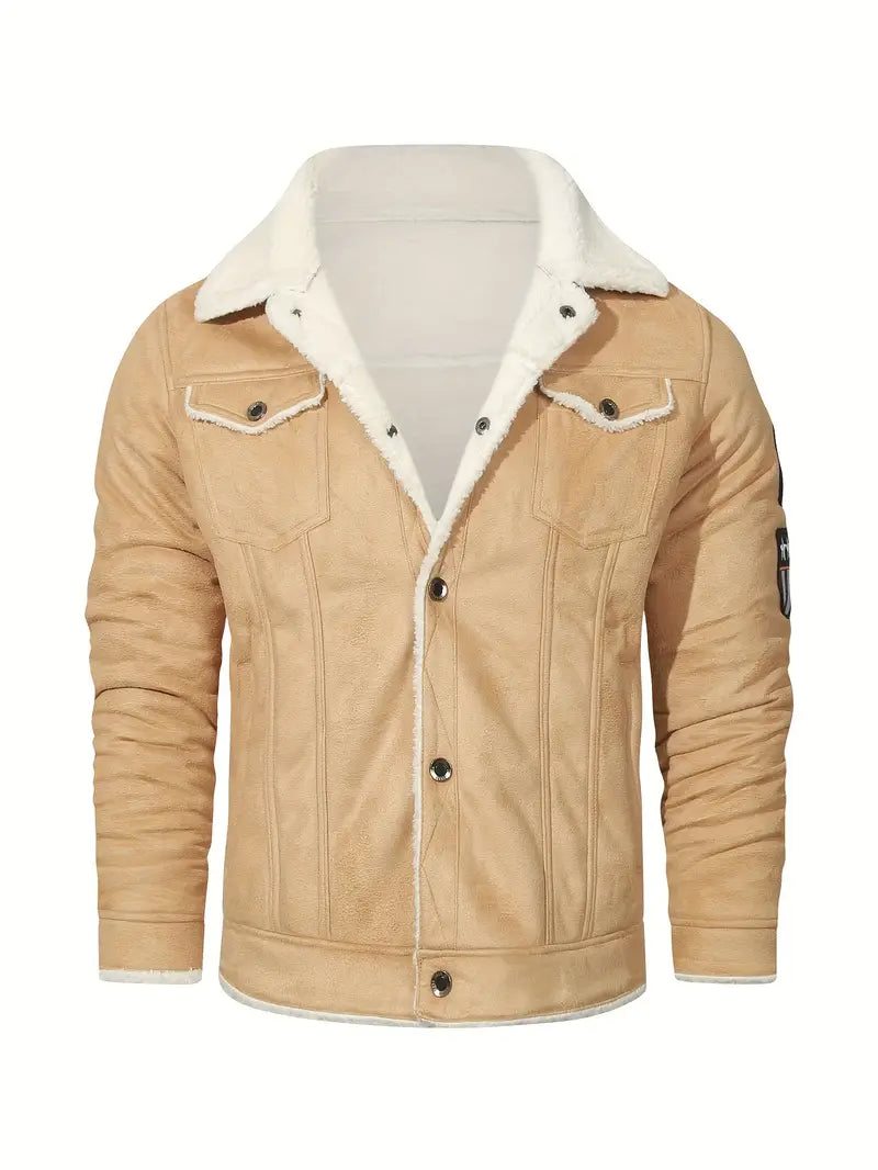 Herren Jacke Langarm Kunstfell Futter Polyester Regular Fit Warm Freizeit Urban Übergangsjacke