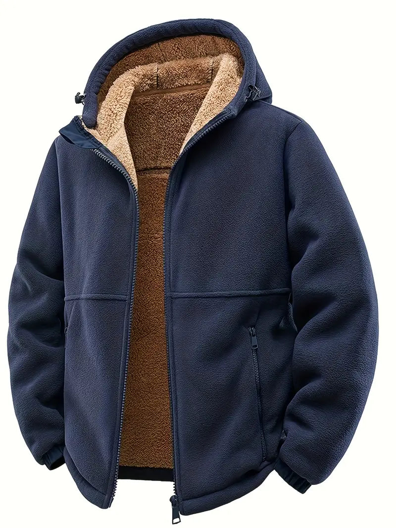 Herren Winterjacke Kapuze Fleece gefüttert Regular Fit Langarm Outdoor Funktionsjacke Warm isoliert