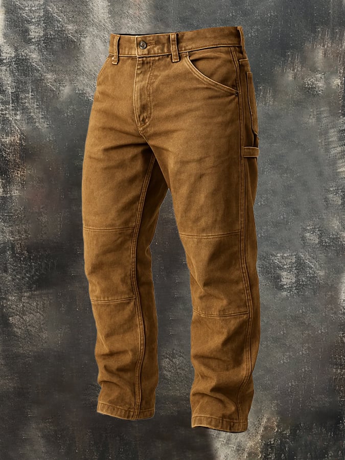 Herren Casual Hose Retro Regular Fit Schwarz Stretch Knitterfrei Atmungsaktiv