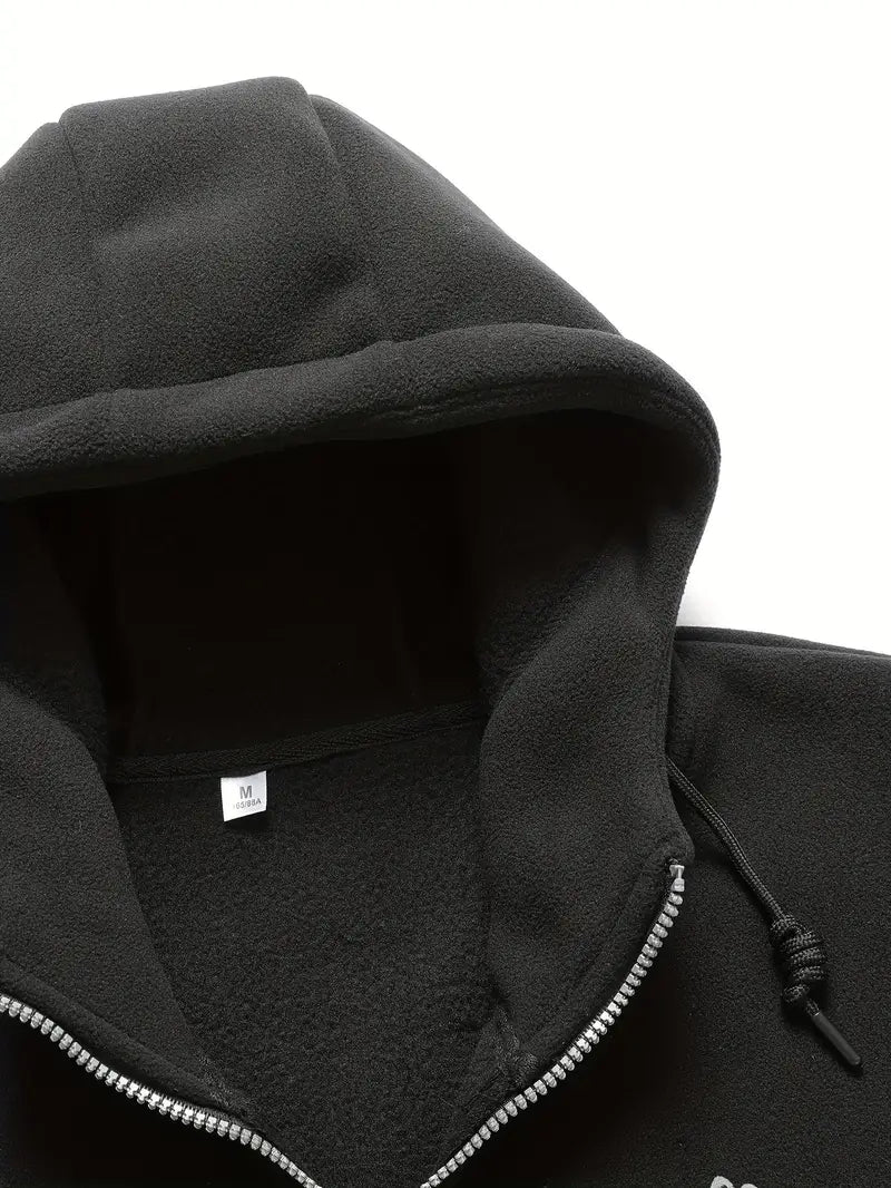Herren Kapuzenpullover Reißverschluss Fleece Regular Fit Langarm Kängurutaschen Freizeit Hoodie warm
