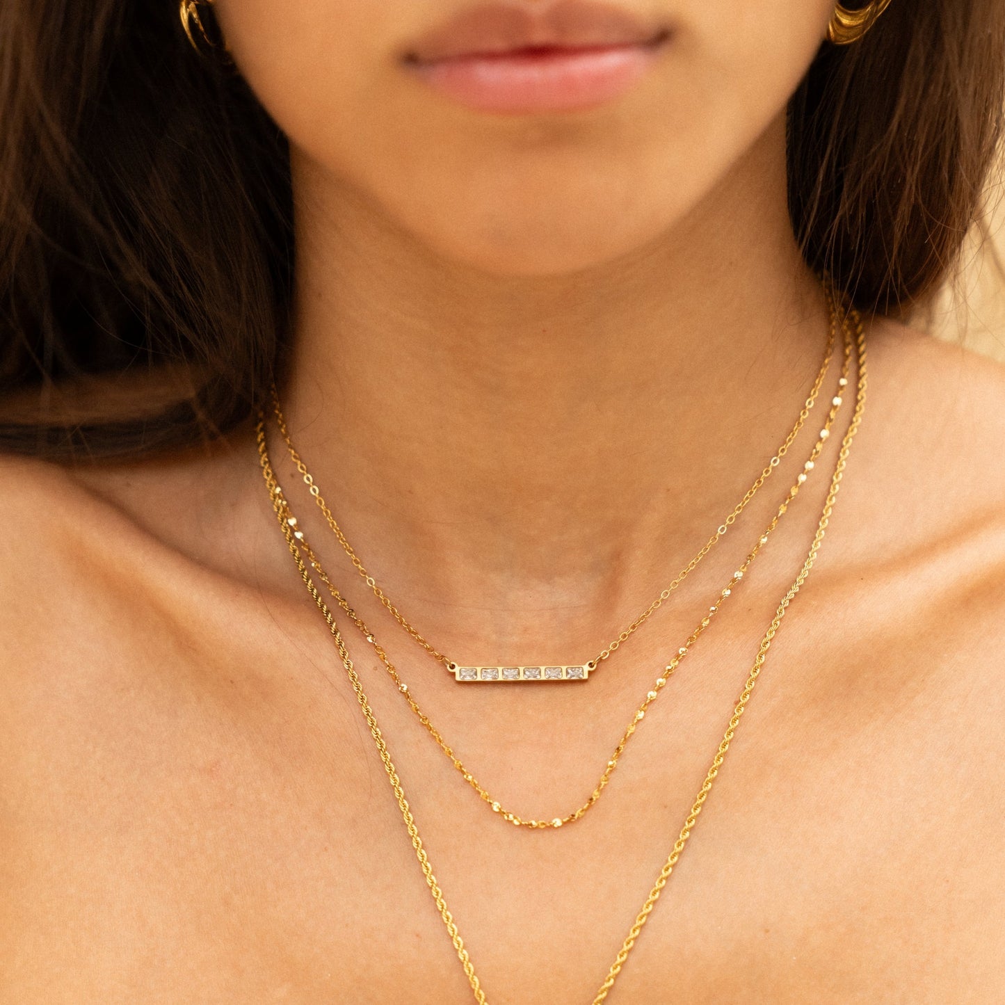Damen Choker mit Baguette Zirkon Steinen aus Edelstahl