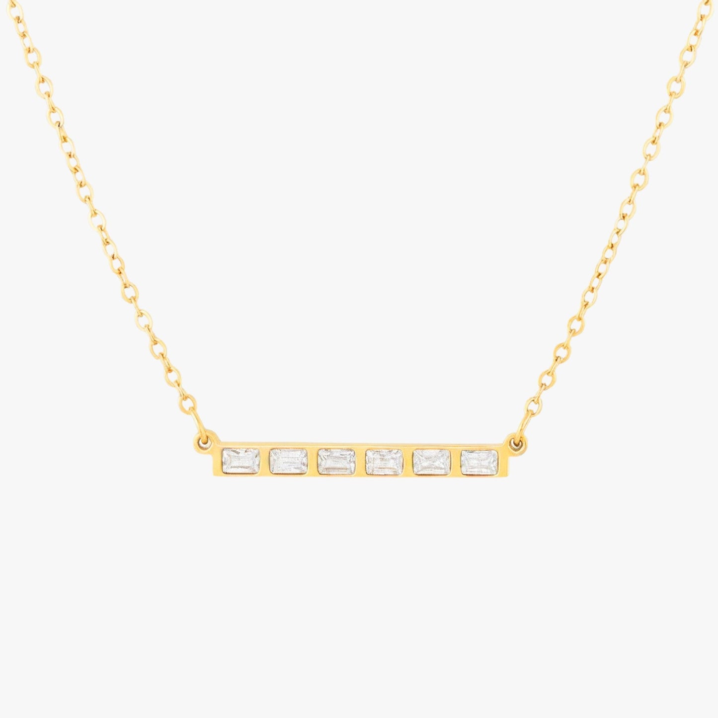 Damen Choker mit Baguette Zirkon Steinen aus Edelstahl