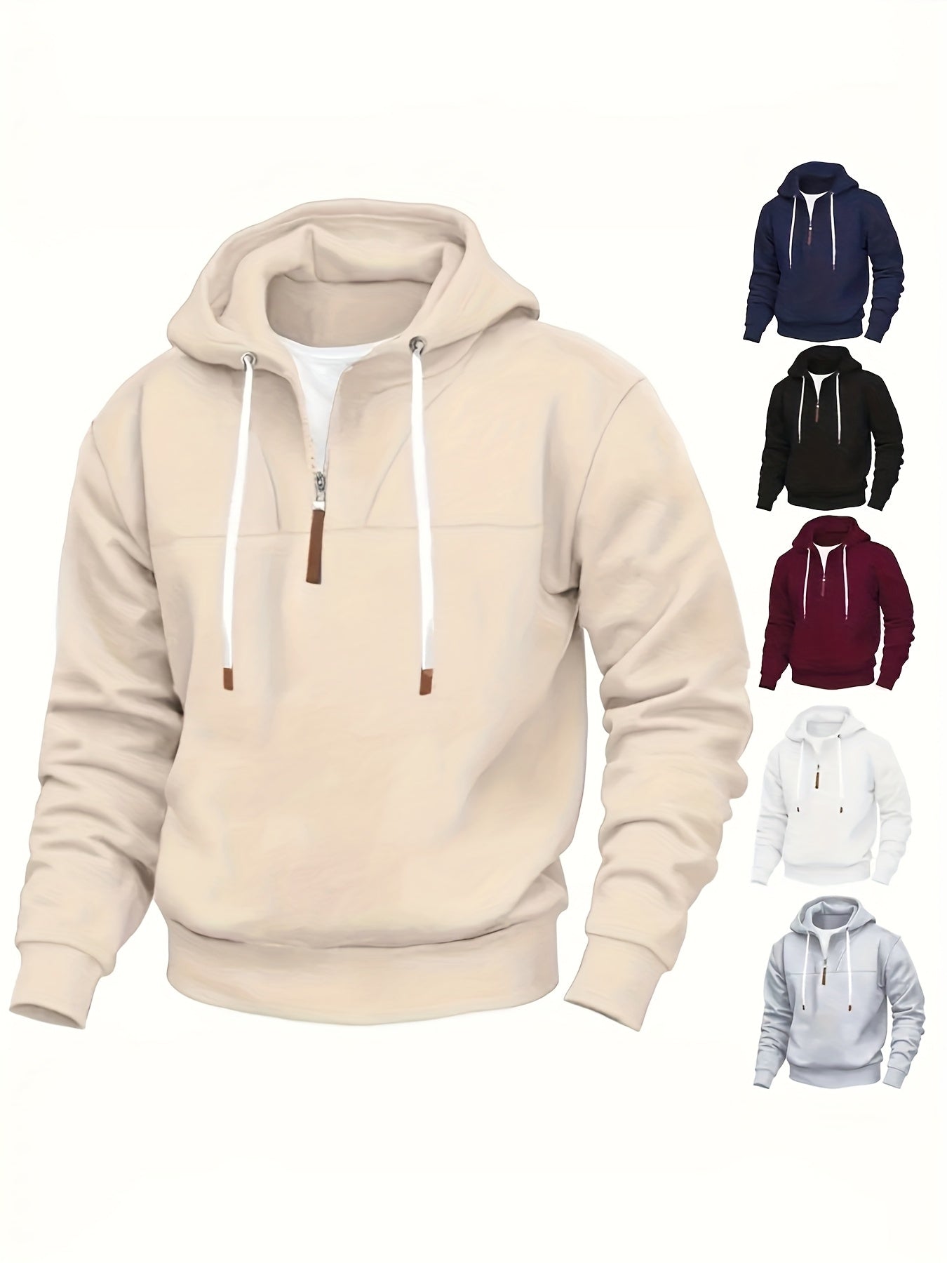 Herren Kapuzenpullover Cape Stil halber Reißverschluss locker geschnitten bequem