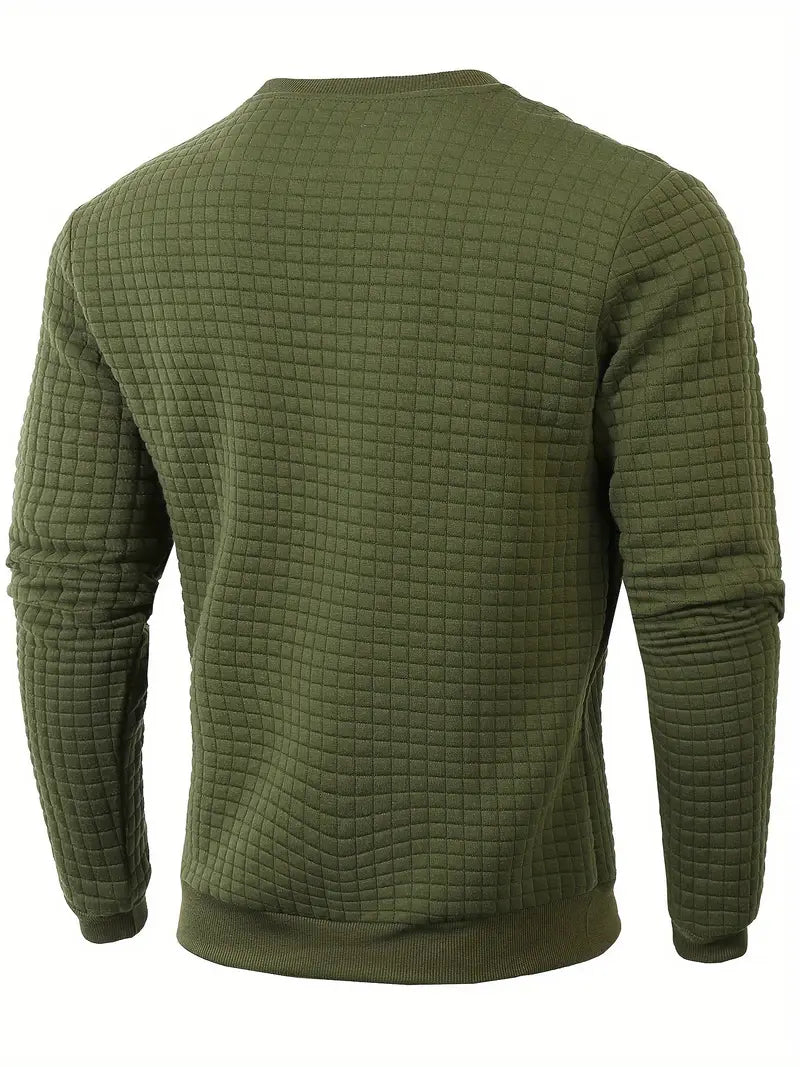 Herren Strickpullover Rundhals Karo Langarm bequem vielseitig