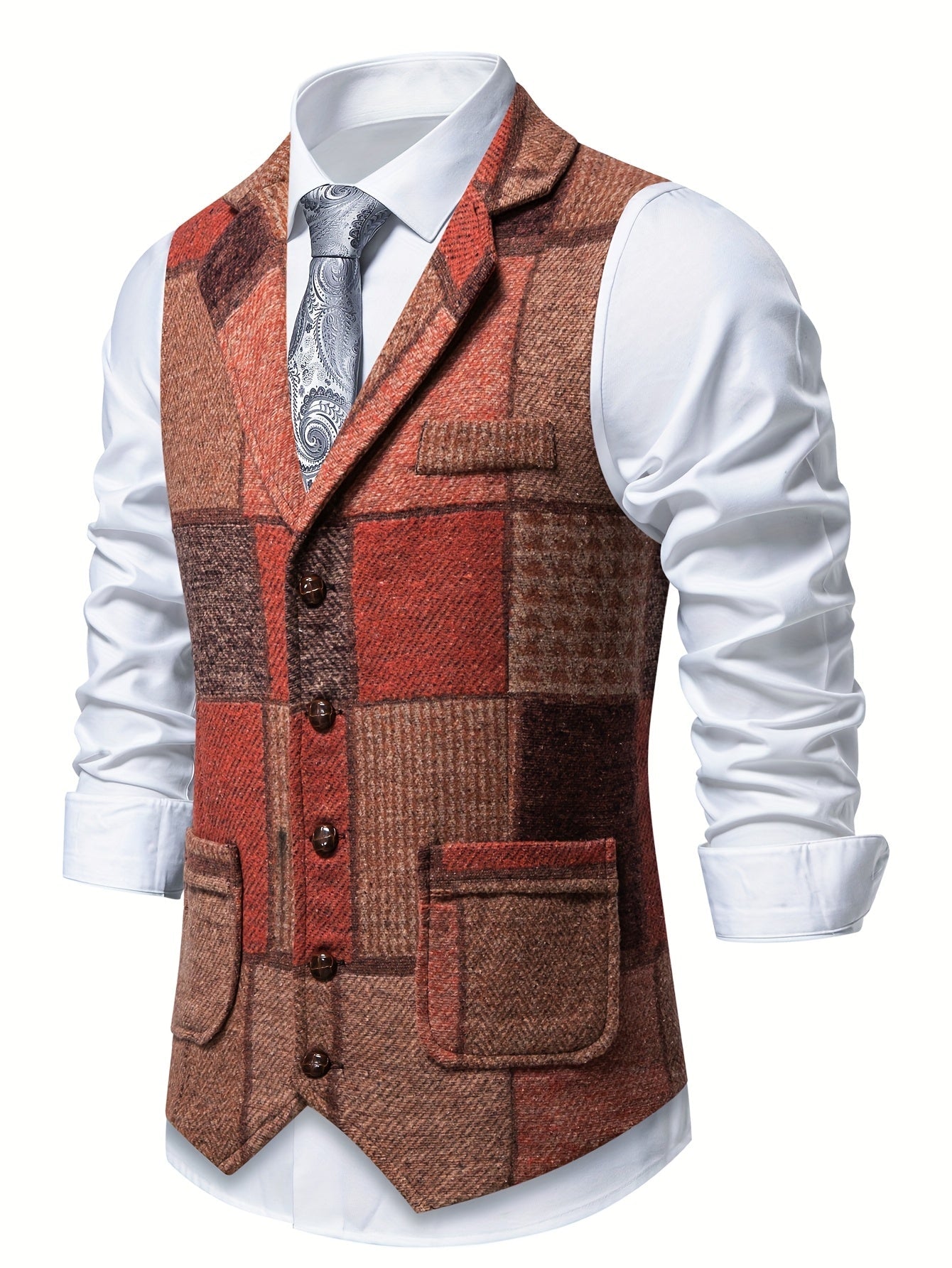 Damen Weste Tweed, taillierte Passform, Knopfleiste, verstellbarer Rückenriemen