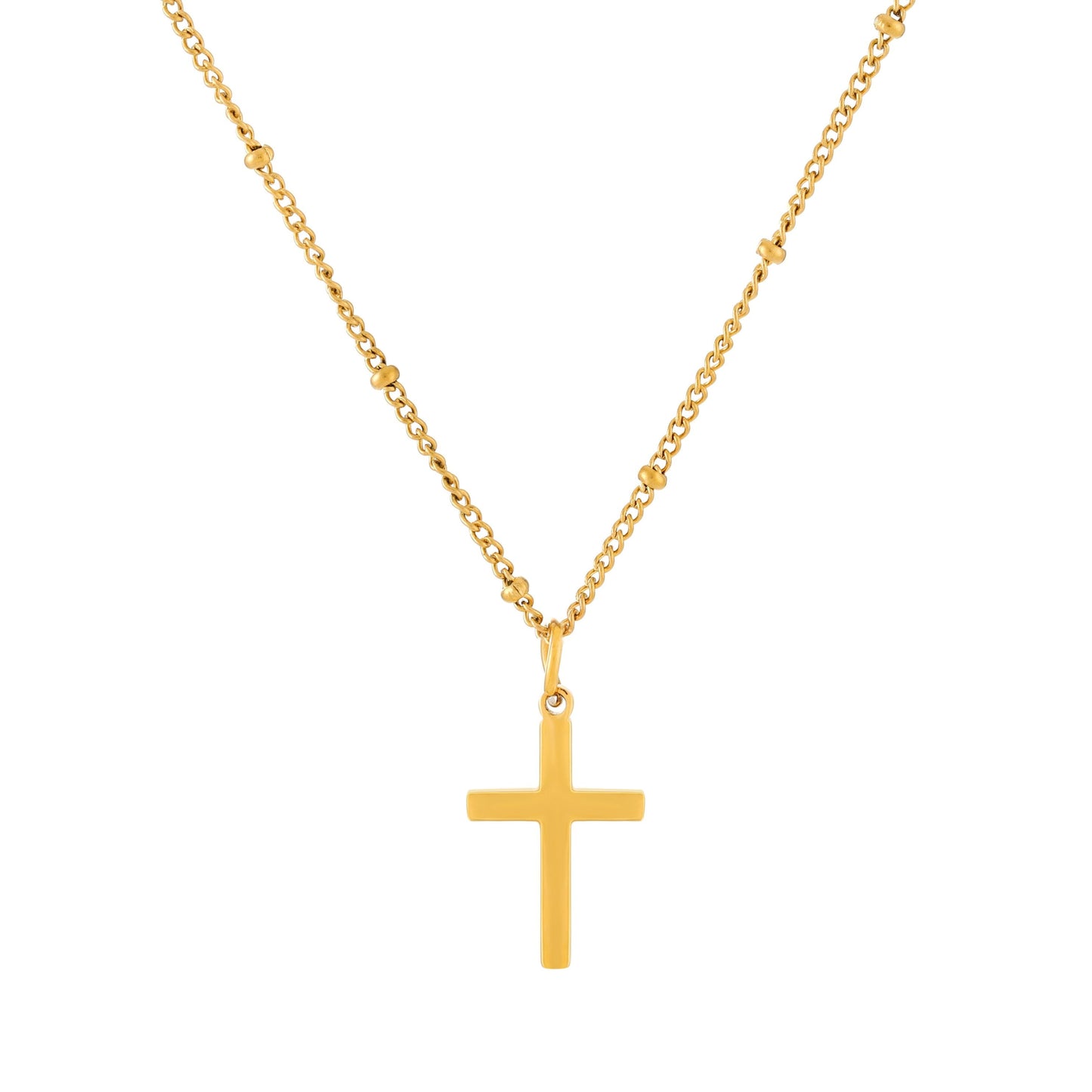 Damen Kreuz Halskette Gold Anhänger verstellbar wasserfest hypoallergen Kugelkette Edelstahl