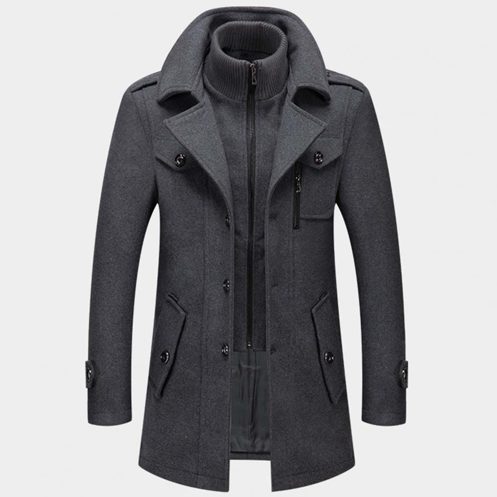 Herren Mantel Regular Fit Lang Winter Warm Elegant Casual Business Zeitlos Outdoor Alltag