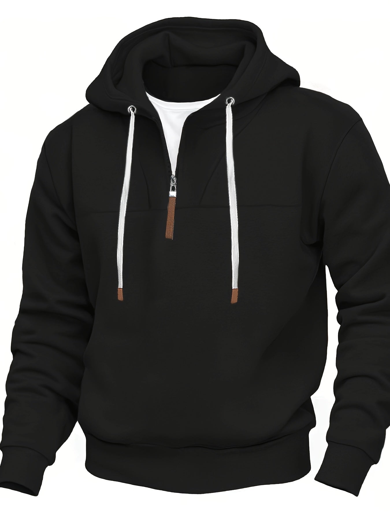 Herren Kapuzenpullover Cape Stil halber Reißverschluss locker geschnitten bequem