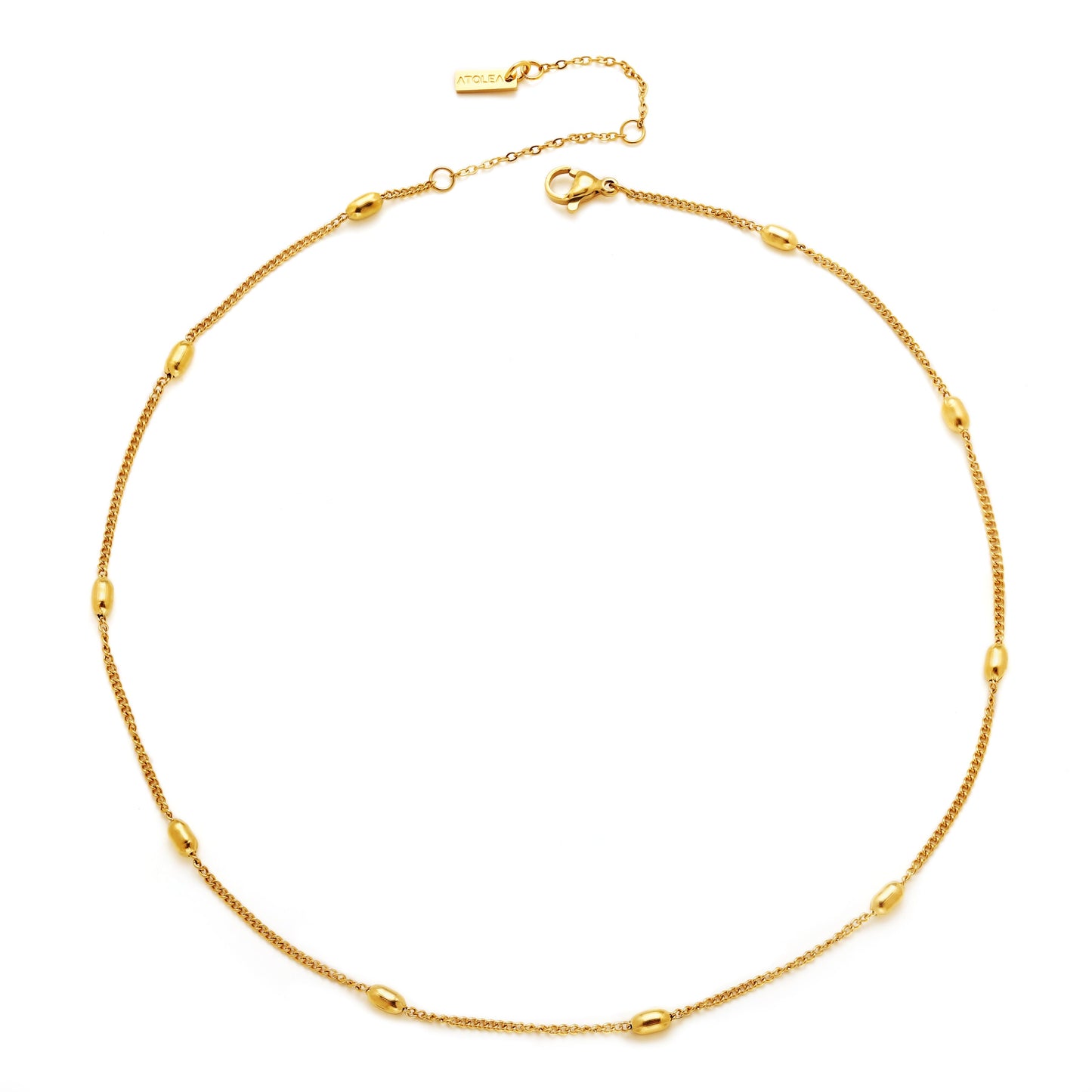 Damen Perlen Choker Gold Edelstahl 18K PVD Verstellbare Halskette Wasserfest 37 + 5 cm