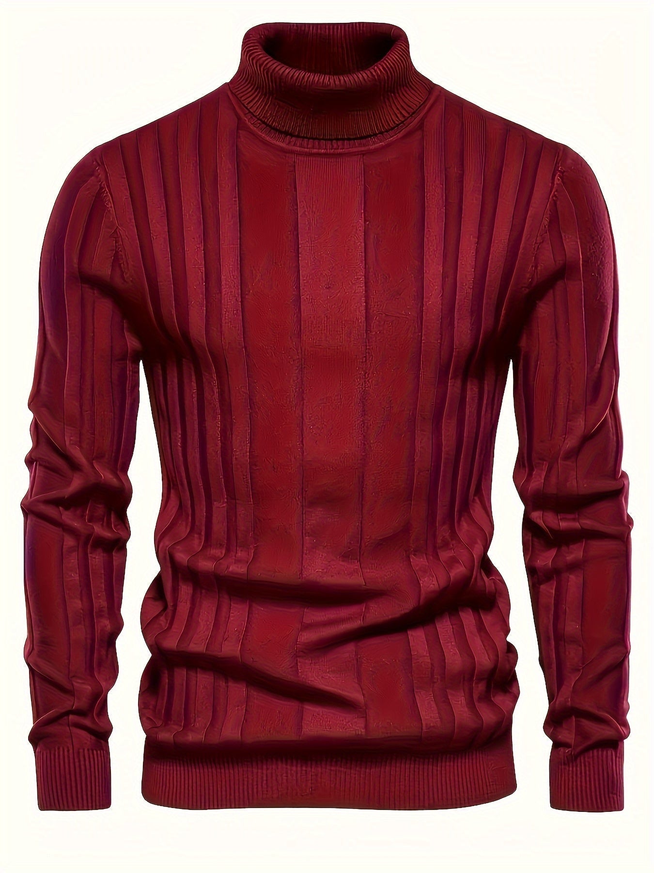 Herren Rollkragenpullover gerippt Slim Fit elastisch Langarm bequem warm