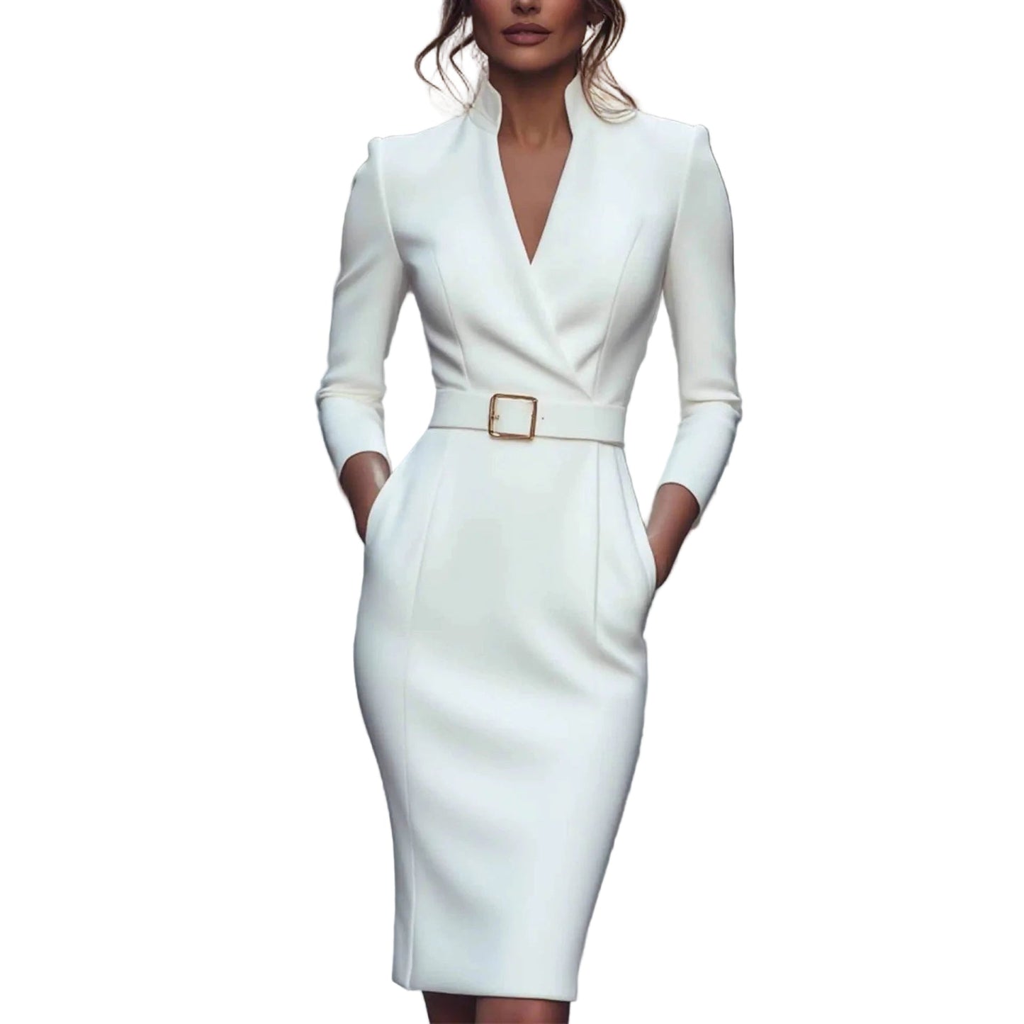 Damen Kleid Chenille Stretch figurbetont elegant weich bequem knielang