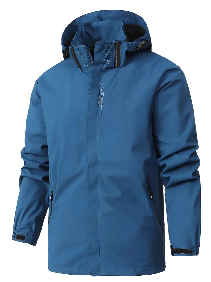Herren Regenmantel Regular Fit Wasserdicht Leicht Atmungsaktiv Kapuze Alltag Outdoor Freizeit