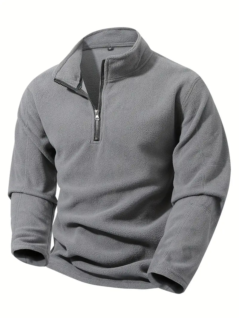 Herren Fleece Sweatjacke Halber Reißverschluss Stehkragen warm bequem