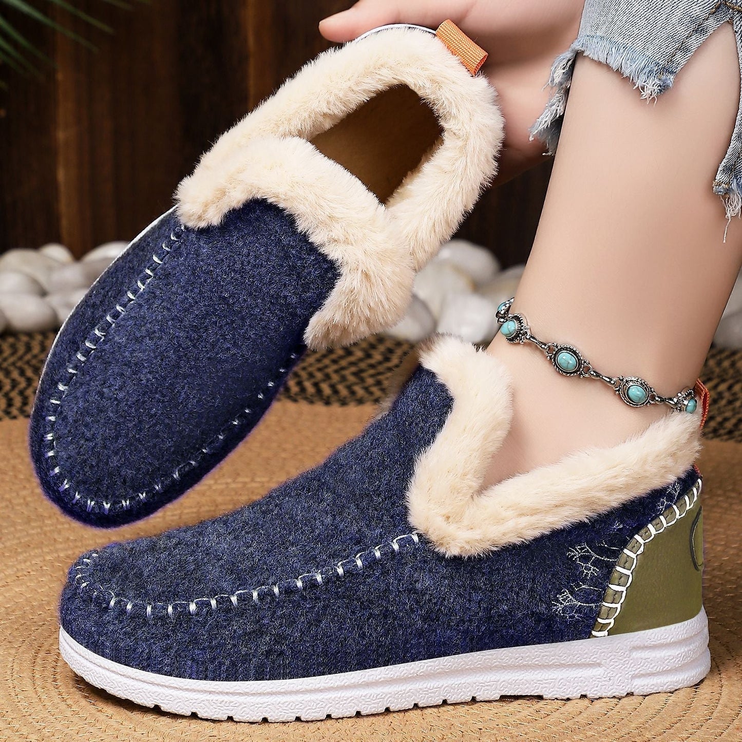 Damen Schneestiefel gefüttert rutschfest warm bequem langlebig