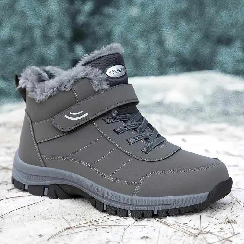 Unisex Winterschuhe Klettverschluss Slip gefüttert solide breite bequem