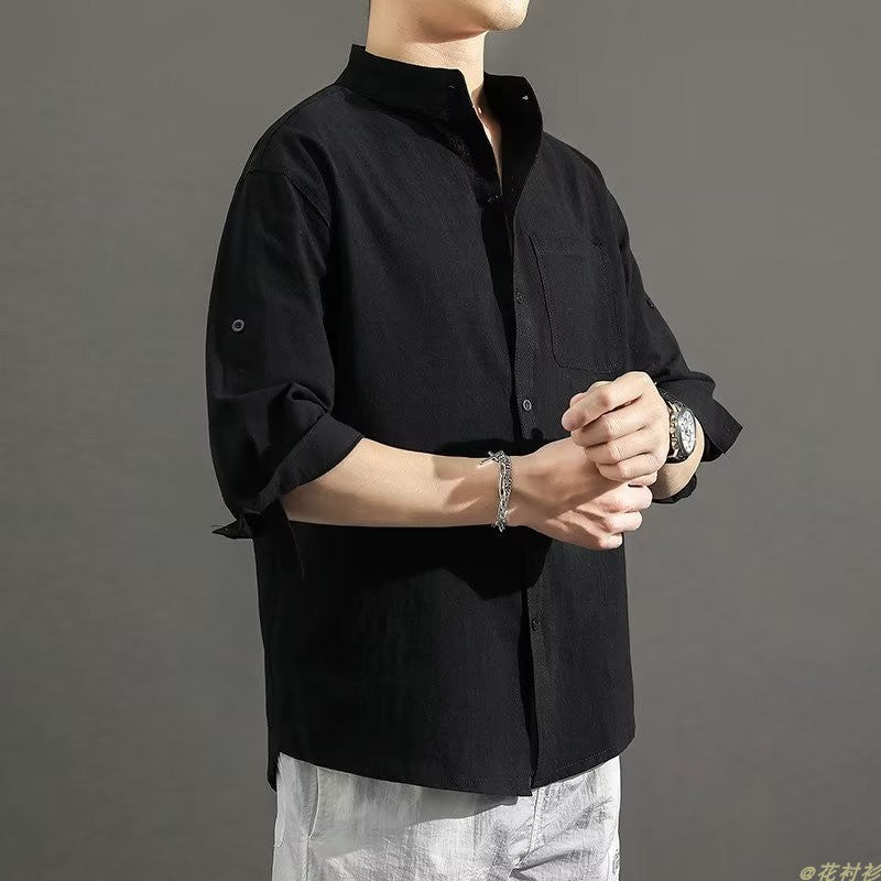 Herren Poloshirt Baumwolle Bar einfarbig Kurzarm Polokragen Knopf Sommer