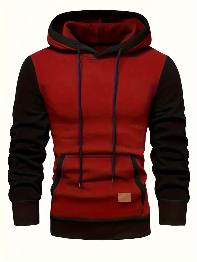 Herren Hoodie zweifarbig Kapuze Kängurutasche Langarm Regular Fit Freizeit Streetwear
