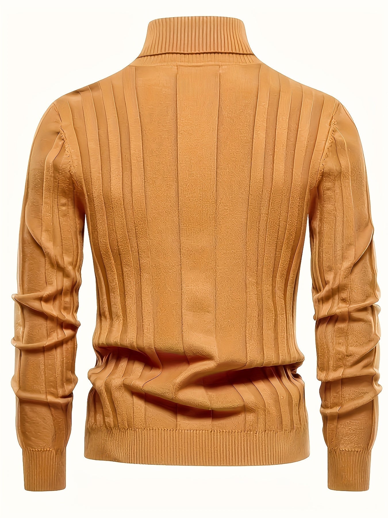 Herren Rollkragenpullover gerippt Slim Fit elastisch Langarm bequem warm