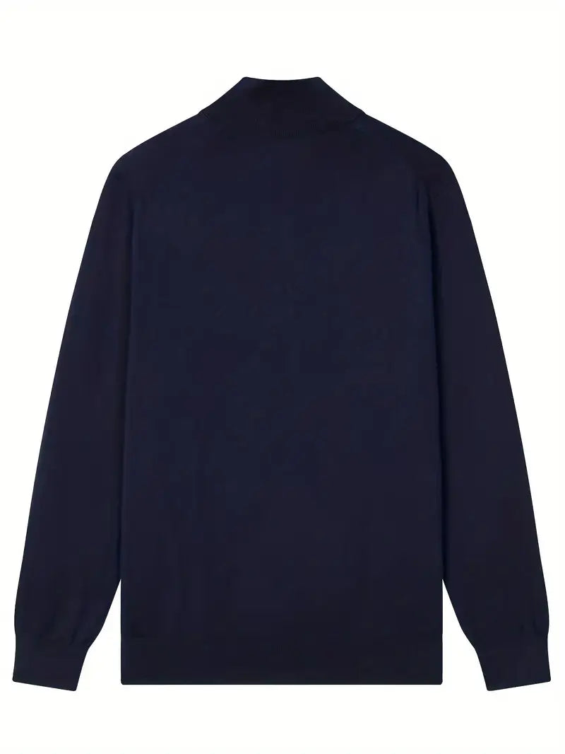 Herren Strickpullover, halber Reißverschluss Stehkragen leicht warm bequem vielseitig