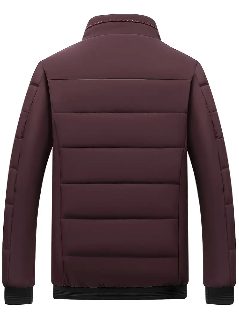 Herren Polyesterjacke Regular Fit Fleece Innenfutter Reißverschluss Stehkragen Leicht Warm Alltag Outdoor