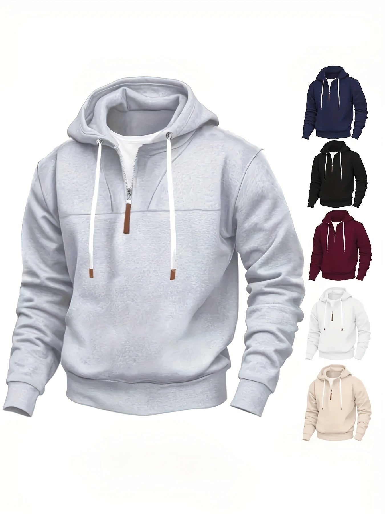 Herren Kapuzenpullover Cape Stil halber Reißverschluss locker geschnitten bequem