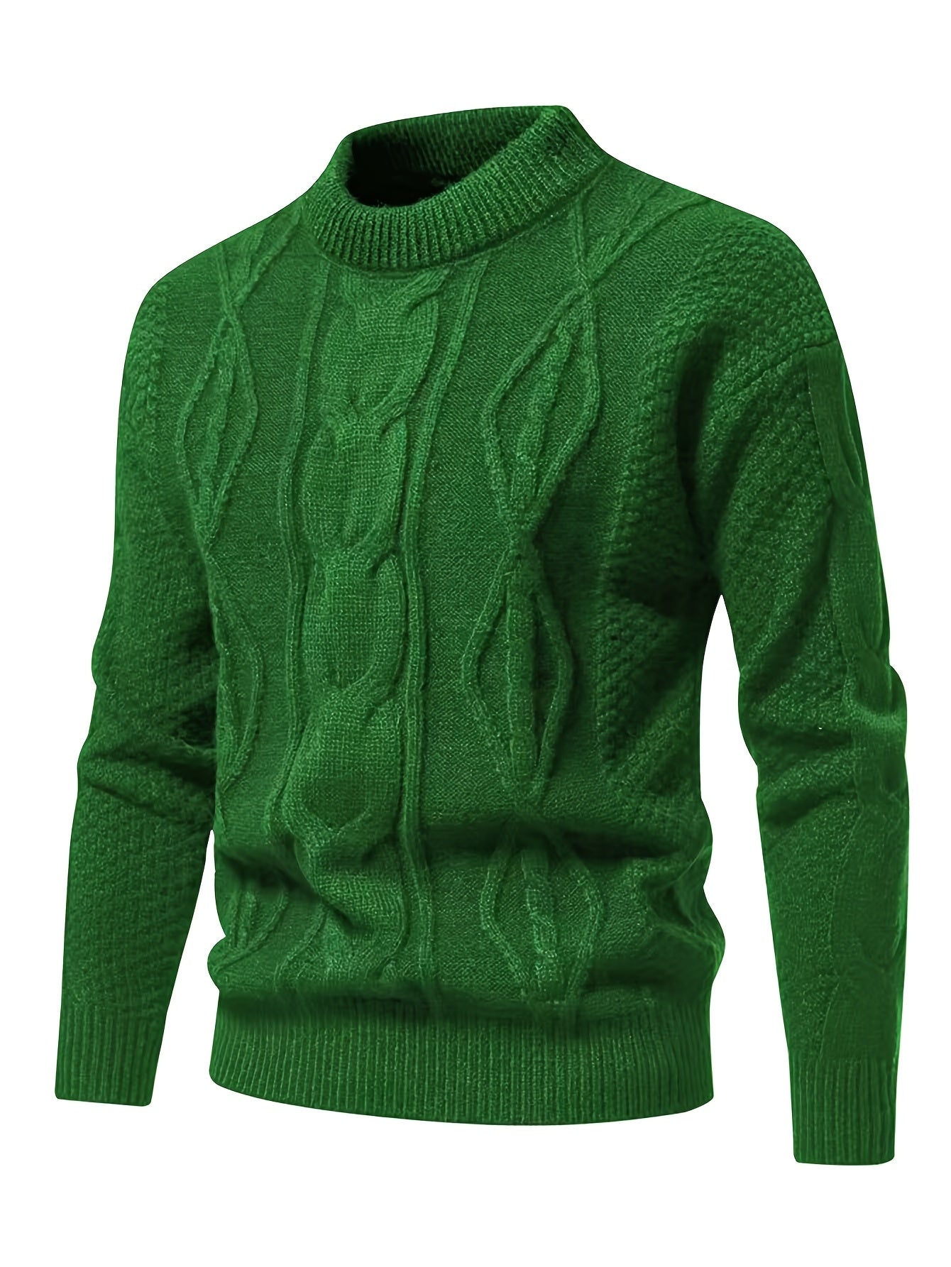 Herren Strickpullover Zopfstrick Langarm bequeme warme atmungsaktive normale Passform